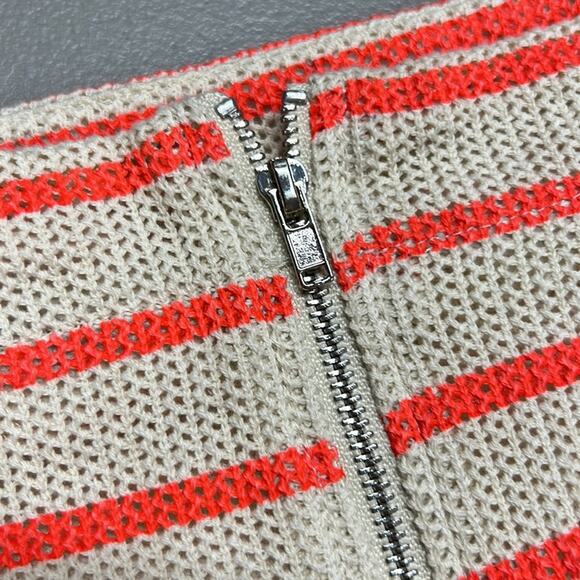 J.O.A. Knit 2 Piece Crop Top & Skirt Set Cream Orange Strip Size Large NWT - Picture 10 of 13